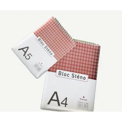 Bloc sténo uni - 5x5 et rayé A5 et A4