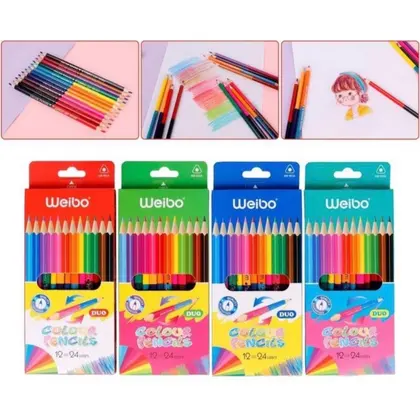 Crayons de couleur double mine 12x2